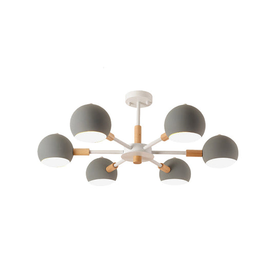 Modern Orb Hanging Chandelier with 6 Lights - Metal Pendant Fixture for Living Room