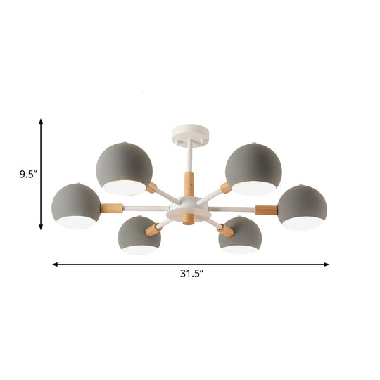 Modern Orb Hanging Chandelier with 6 Lights - Metal Pendant Fixture for Living Room