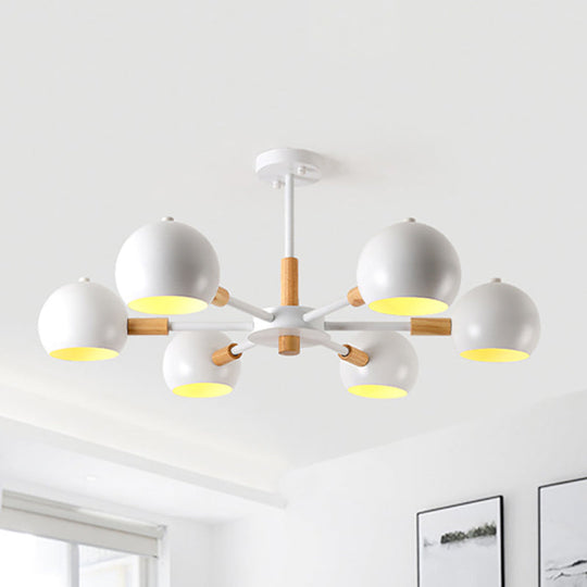Modern Orb Hanging Chandelier with 6 Lights - Metal Pendant Fixture for Living Room