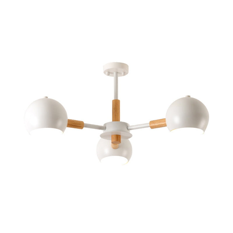 Nordic Style Metal Pendant Chandelier with Spherical Shade - Ideal for Kid's Bedroom, 3-Light