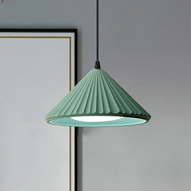 Modern Cement Cone Pendant Lamp for Office Kitchen - One Light Fluted Ceiling Pendant