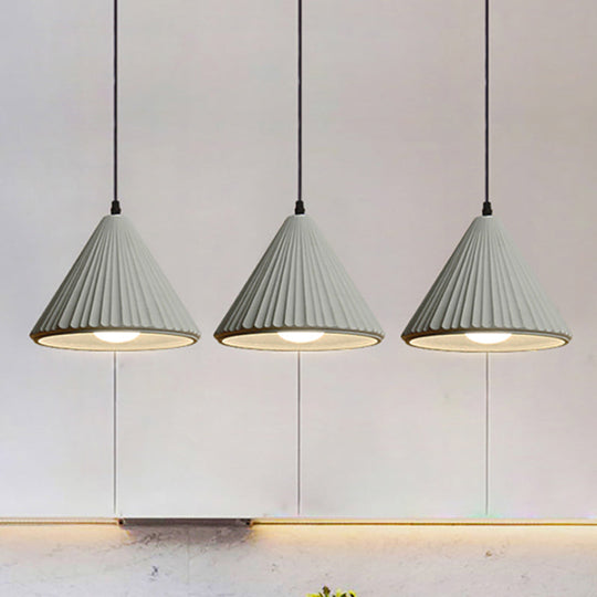 Modern Cement Cone Pendant Lamp for Office Kitchen - One Light Fluted Ceiling Pendant