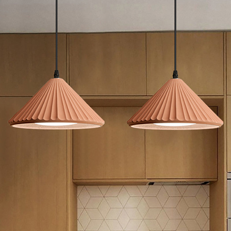 Modern Cement Cone Pendant Lamp for Office Kitchen - One Light Fluted Ceiling Pendant