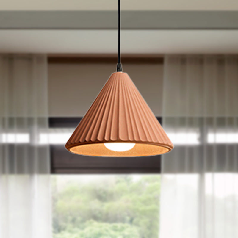 Modern Cement Cone Pendant Lamp for Office Kitchen - One Light Fluted Ceiling Pendant