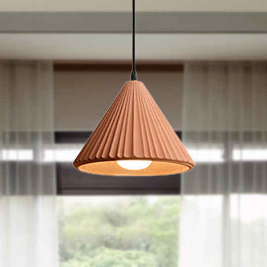 Modern Cement Cone Pendant Lamp for Office Kitchen - One Light Fluted Ceiling Pendant
