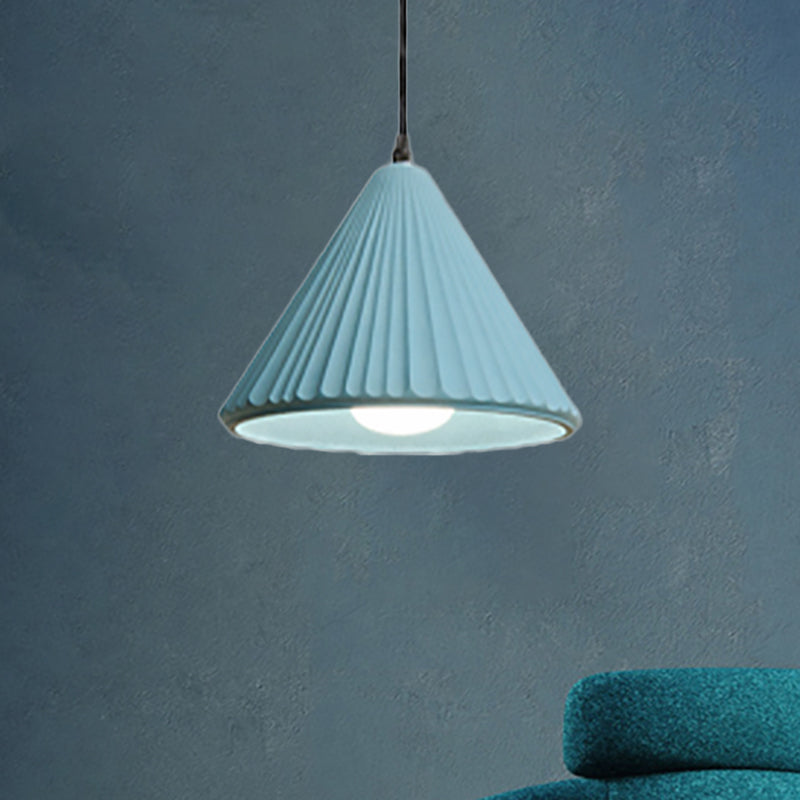 Modern Cement Cone Pendant Lamp for Office Kitchen - One Light Fluted Ceiling Pendant