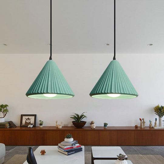 Modern Cement Cone Pendant Lamp for Office Kitchen - One Light Fluted Ceiling Pendant