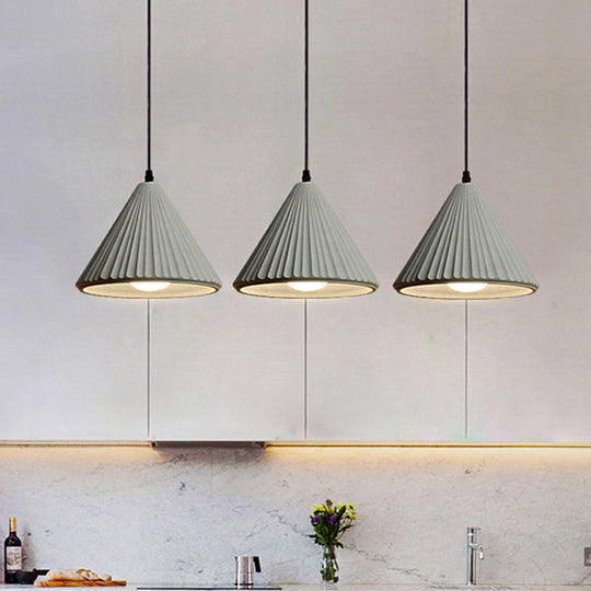 Modern Cement Cone Pendant Lamp for Office Kitchen - One Light Fluted Ceiling Pendant