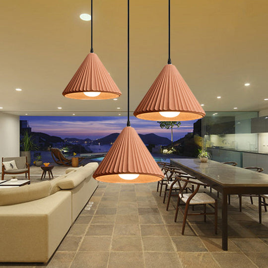 Modern Cement Cone Pendant Lamp for Office Kitchen - One Light Fluted Ceiling Pendant
