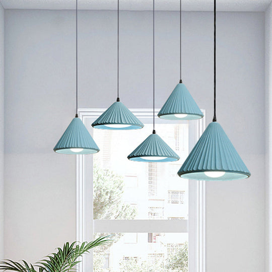 Modern Cement Cone Pendant Lamp for Office Kitchen - One Light Fluted Ceiling Pendant
