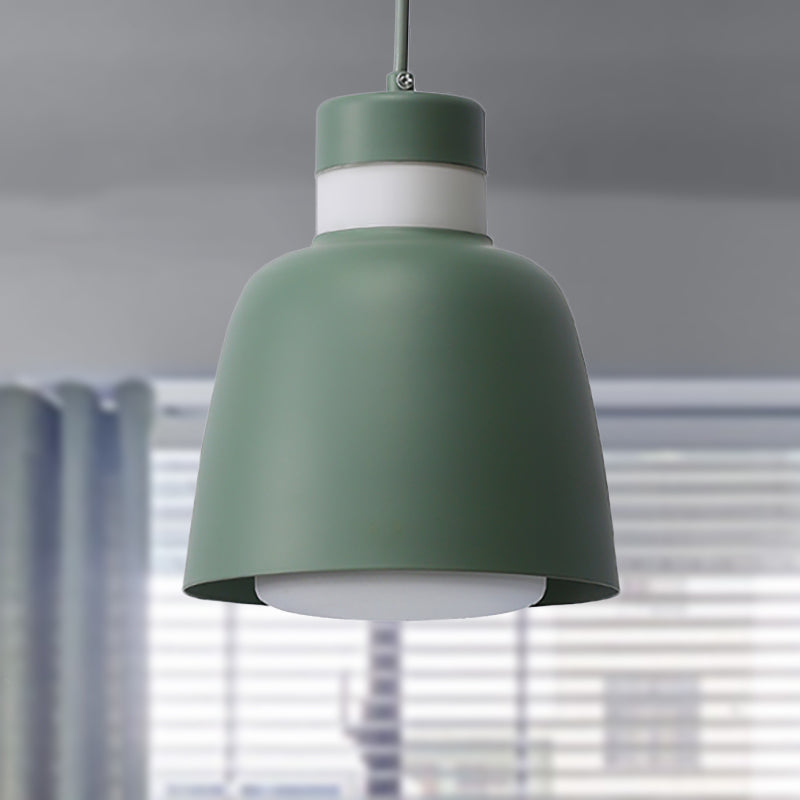 Modern Black/Pink/Yellow Bell Pendant Light - 1-Light Metal Hanging Lamp Kit