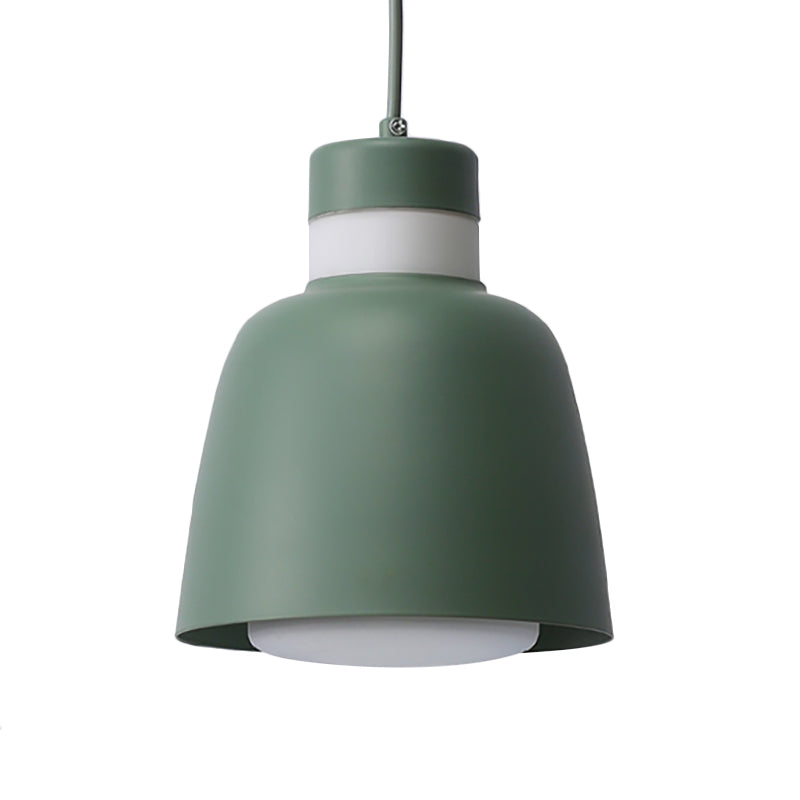 Modern Black/Pink/Yellow Bell Pendant Light - 1-Light Metal Hanging Lamp Kit