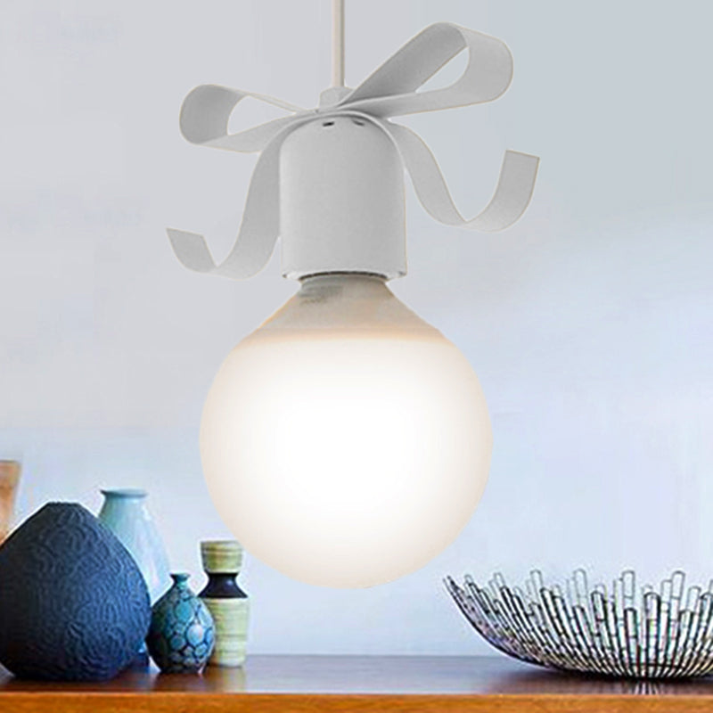 Kids Metal Pendant Light: 1-Head Open Bulb Design for Kitchen & Corridor