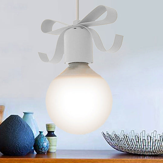 Kids Metal Pendant Light: 1-Head Open Bulb Design for Kitchen & Corridor