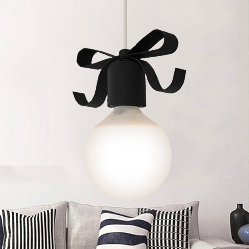 Kids Metal Pendant Light: 1-Head Open Bulb Design for Kitchen & Corridor