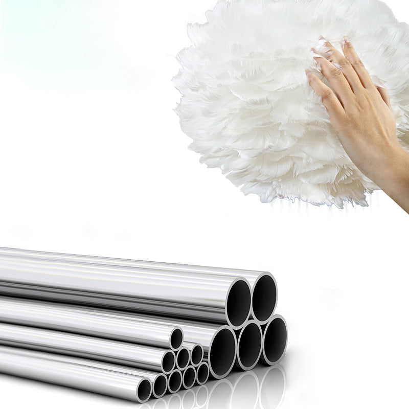 Simple White Feather Floor Lamp with Extendable Fishing Rod Arm