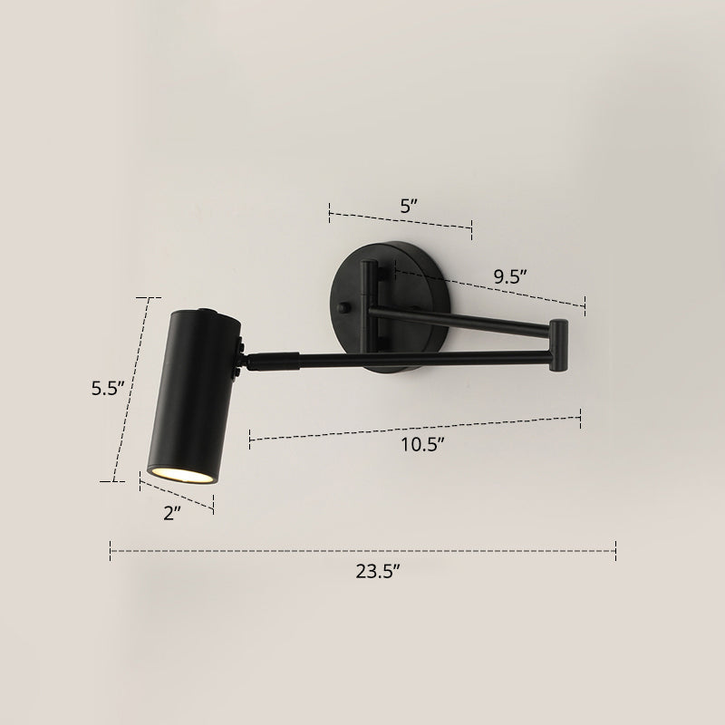 Postmodern Tubular Wall Lamp with Extendable Arm - Stylish Bedside Reading Light