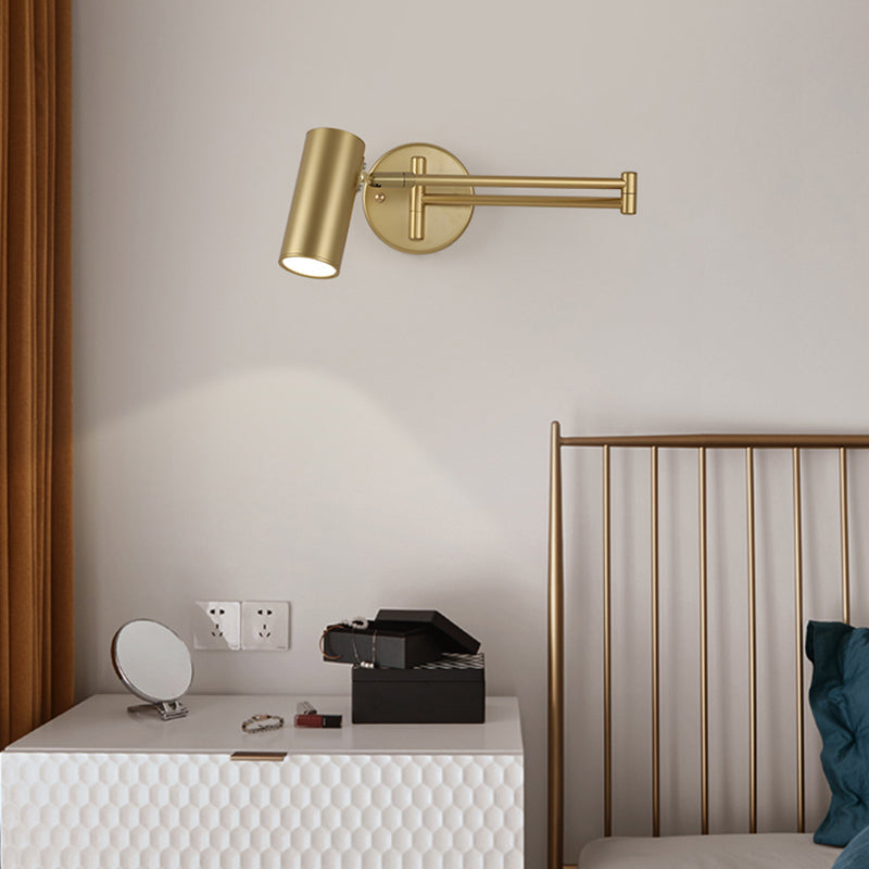 Postmodern Tubular Wall Lamp with Extendable Arm - Stylish Bedside Reading Light