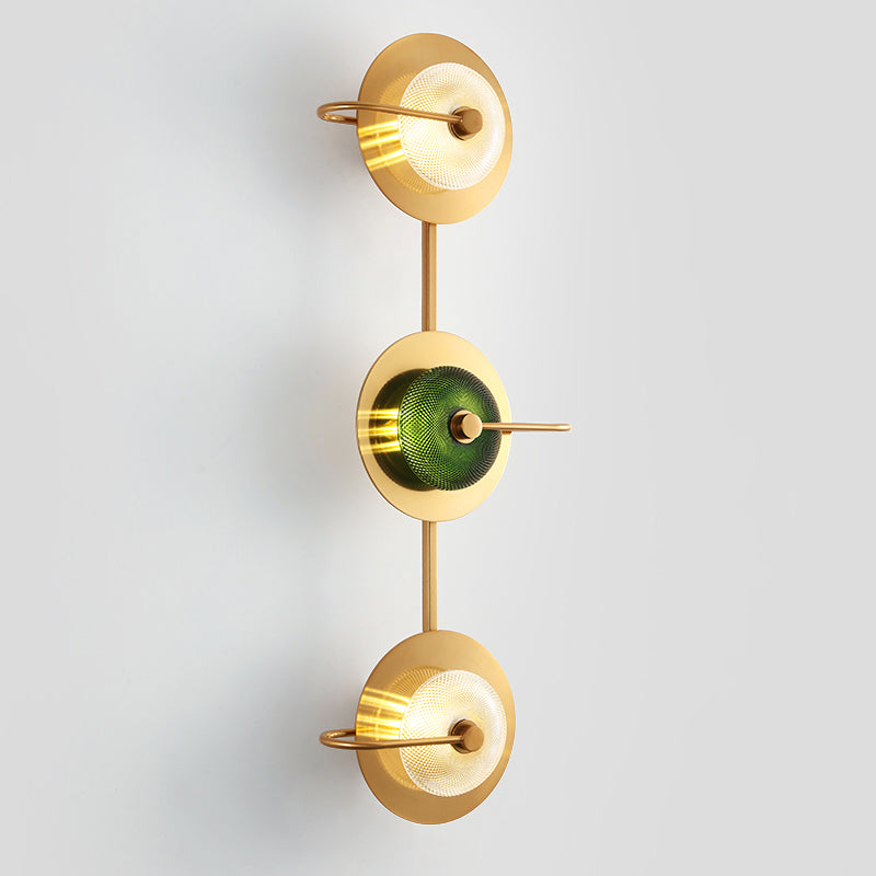 Postmodern Brushed Gold Glass Disc Wall Sconce - Wall Mounted Lamp for Living Room