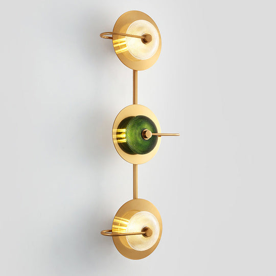 Postmodern Brushed Gold Glass Disc Wall Sconce - Wall Mounted Lamp for Living Room