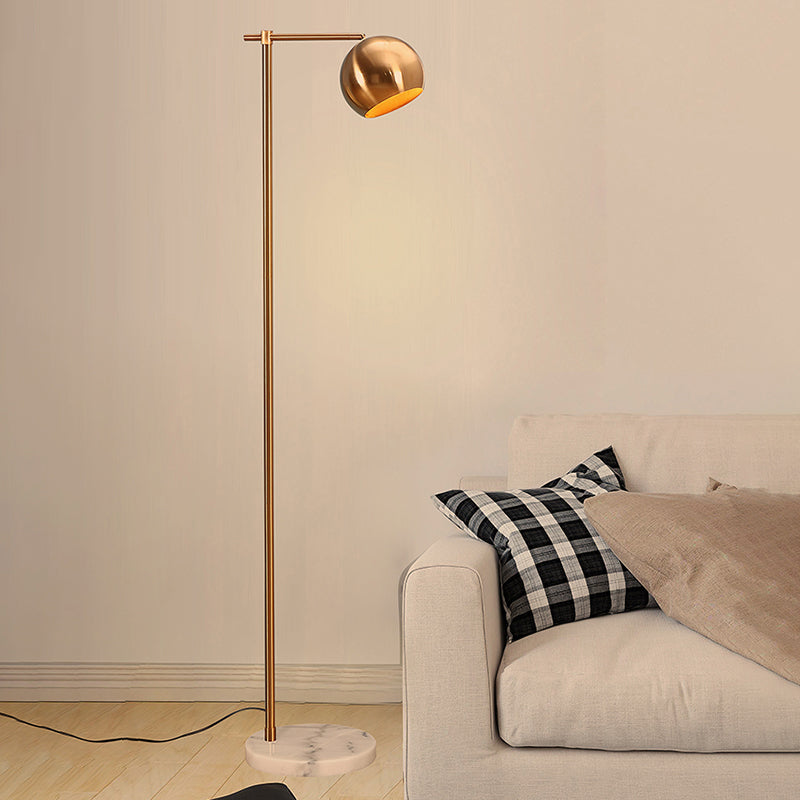 Postmodern Metal Floor Lamp with Adjustable Dome Shade - 1 Head Standing Light for Living Room