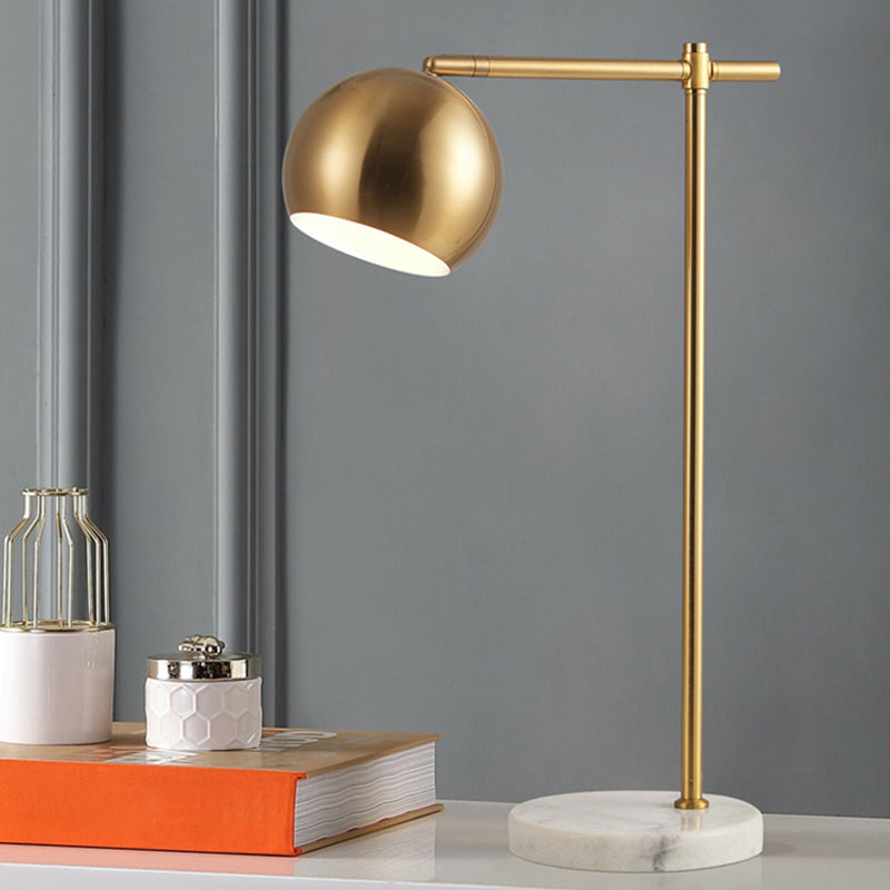 Postmodern Dome Table Lamp - Brass Metal, 1 Head, Marble Base