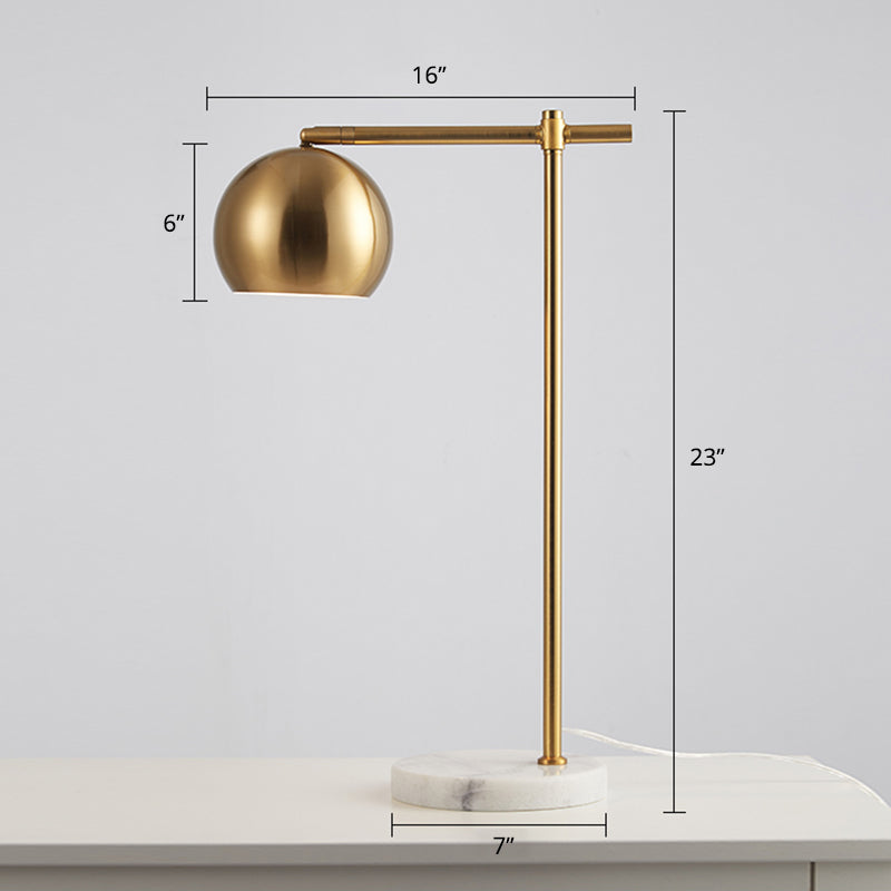 Postmodern Dome Table Lamp - Brass Metal, 1 Head, Marble Base
