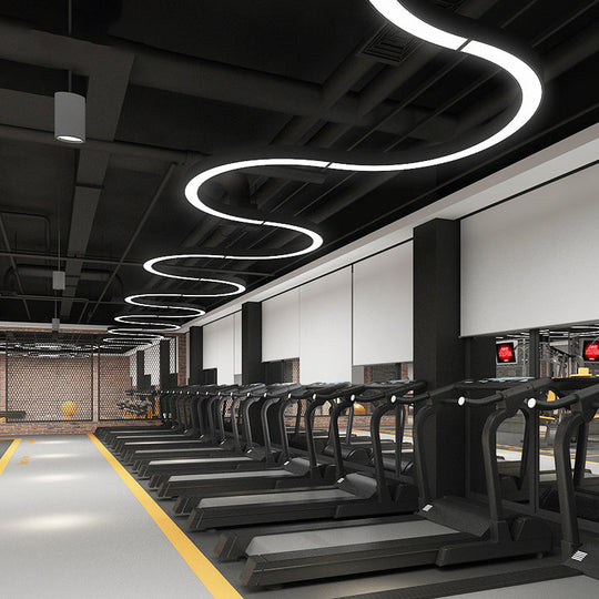 Black Arc LED Chandelier: Simplicity meets Style in a Metal Hanging Ceiling Light