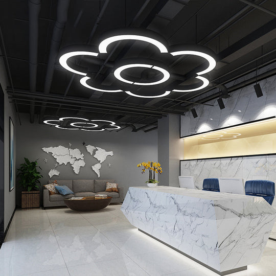 Black Arc LED Chandelier: Simplicity meets Style in a Metal Hanging Ceiling Light