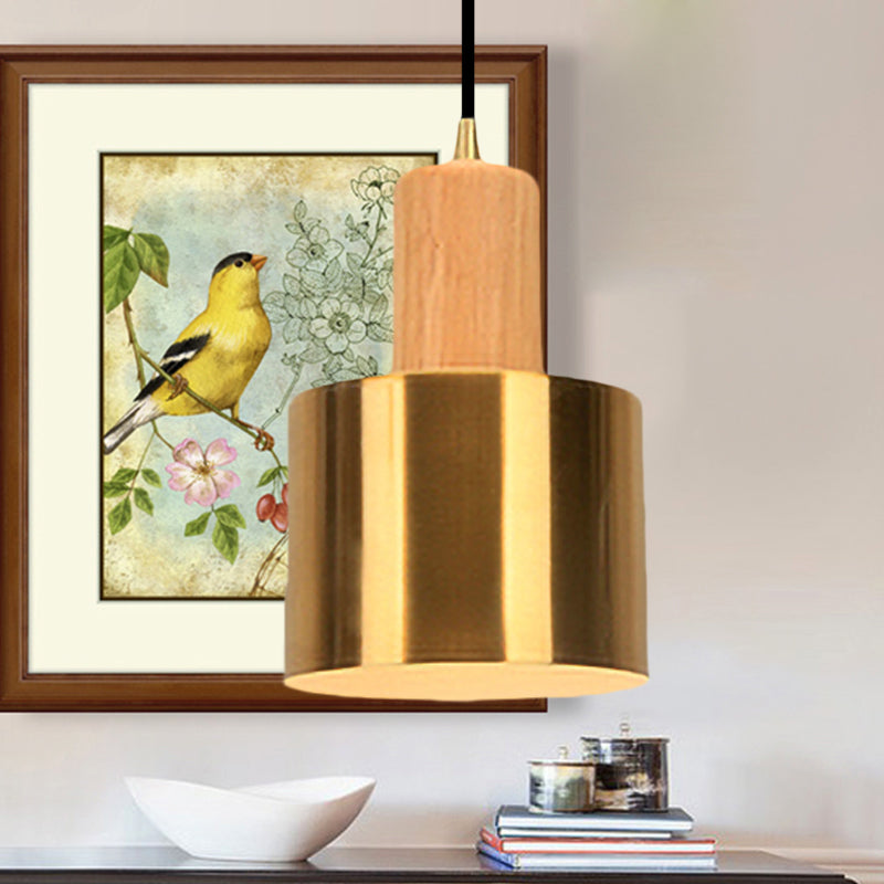Gold Metallic Kitchen Pendant Light in Modern Drum Shape