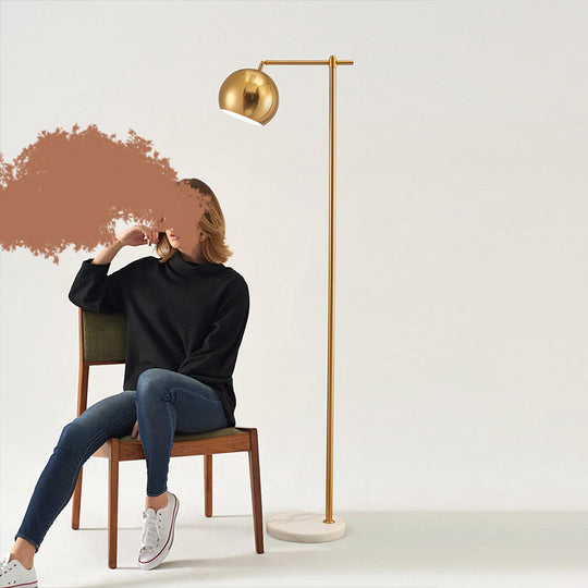 Minimalist Gold Floor Lamp: Dome Metal Standing Light with Adjustable Joint