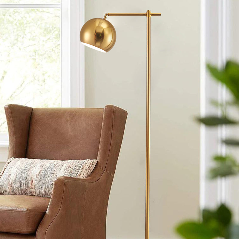 Minimalist Gold Floor Lamp: Dome Metal Standing Light with Adjustable Joint