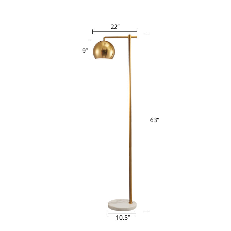 Minimalist Gold Floor Lamp: Dome Metal Standing Light with Adjustable Joint