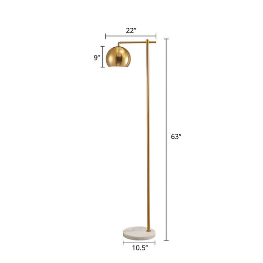 Minimalist Gold Floor Lamp: Dome Metal Standing Light with Adjustable Joint