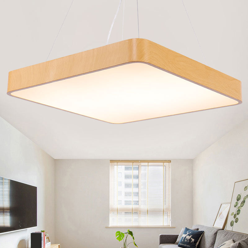 Minimalist LED Pendant Chandelier for Office - Ultrathin Metal and Wood Design