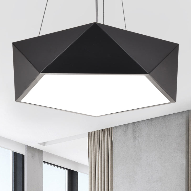 Modern Black Pentagon LED Hanging Light Fixture for Office Ceiling Chandelier