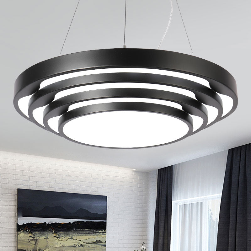 Modern LED Hanging Round Chandelier Light with Acrylic Shade - Ideal for Offices
