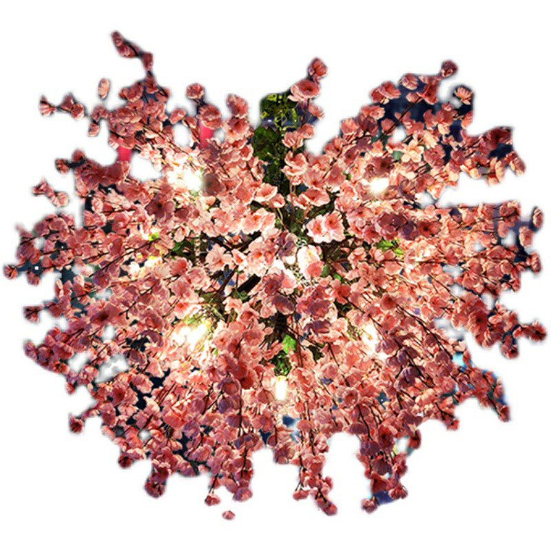 Farmhouse Flower Pendant Light with Metallic Chandelier - Dining Room Suspension Lighting