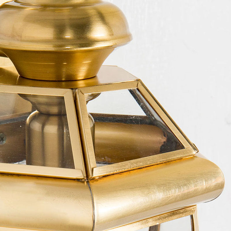 1-Bulb Traditional Clear Glass Wall Sconce Lamp in Black/Brass for Bedside Lighting