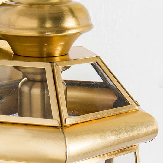 1-Bulb Traditional Clear Glass Wall Sconce Lamp in Black/Brass for Bedside Lighting