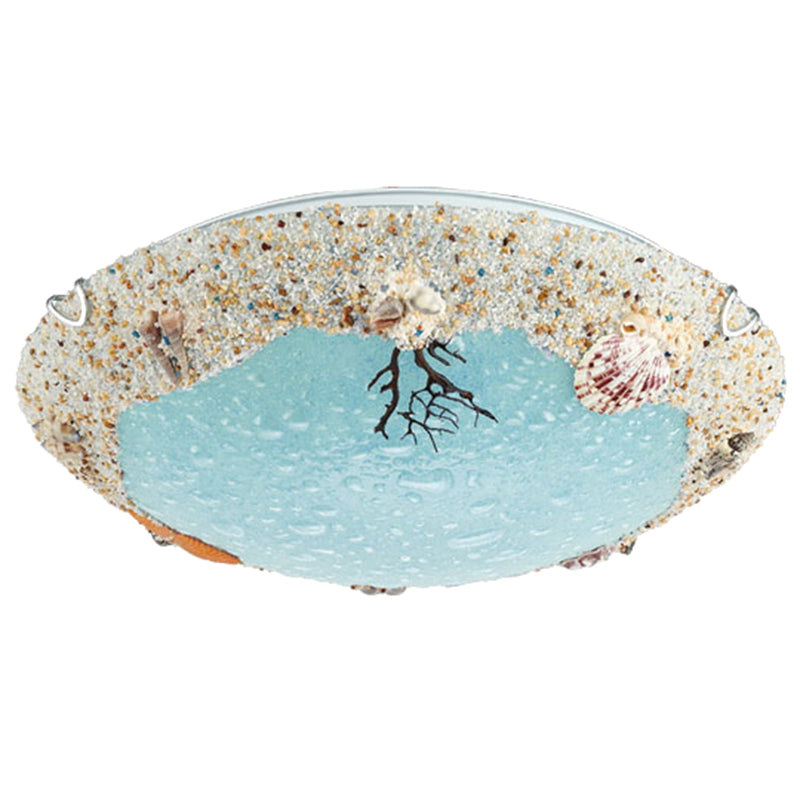 Stained Art Glass Flush Mount Lamp - Kids Style LED Ceiling Light for Bedroom