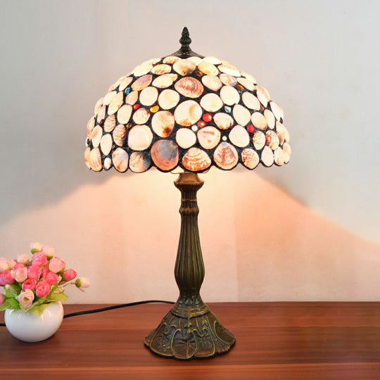 Tiffany Handcrafted Shell Brass Finish Hemispherical Table Light