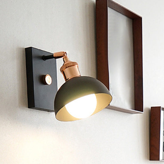 Rotatable Industrial Reading Lamp with Metal Bowl Shade for Bedside Wall