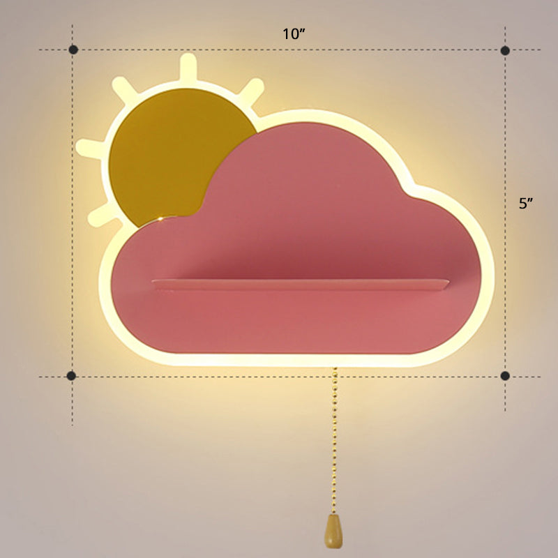 Kids Sunrise Wall Lamp: Colorful Acrylic LED Sconce Light for Bedroom, with Pull Chain Switch
