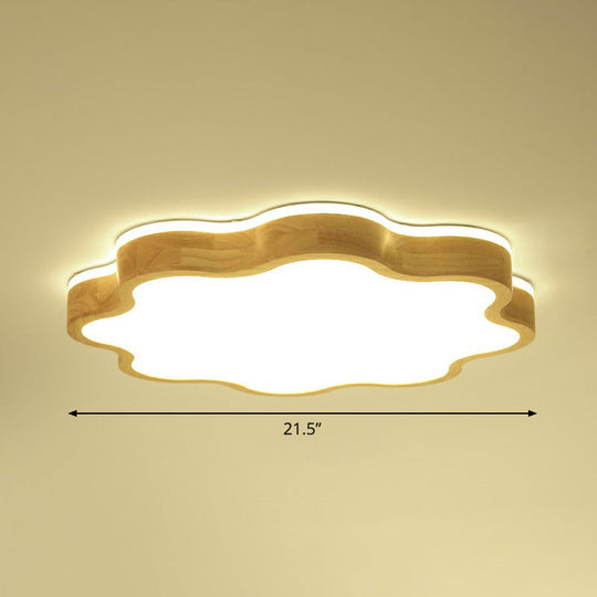 Wood LED Floral Flush Mount Ceiling Light for Bedroom