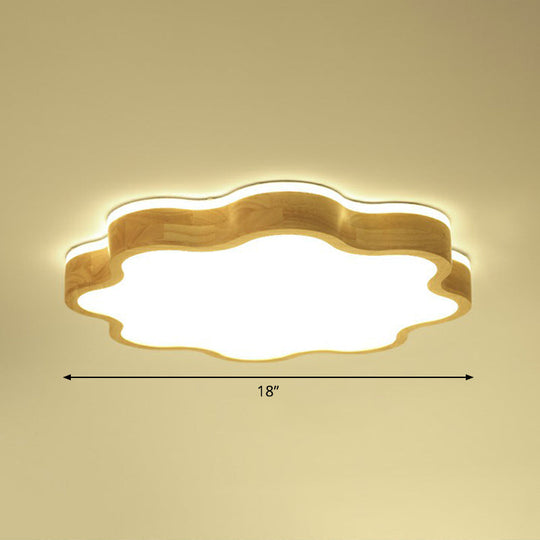 Wood LED Floral Flush Mount Ceiling Light for Bedroom