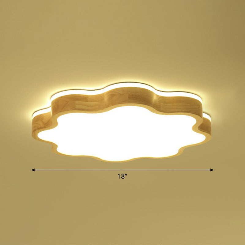 Wood LED Floral Flush Mount Ceiling Light for Bedroom