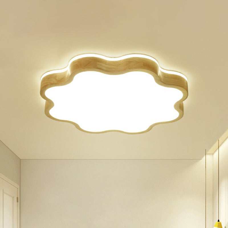 Wood LED Floral Flush Mount Ceiling Light for Bedroom