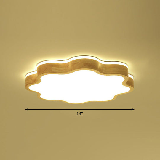 Wood LED Floral Flush Mount Ceiling Light for Bedroom