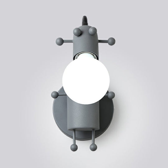 Flexible Giraffe Kids Bedside Wall Light: Metal Cartoon Reading Lamp with Bare Bulb Design